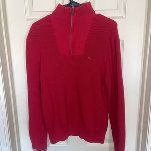 Vintage MENS TOMMY HILFIGER Quarter Zip SWEATSHIRT STRIPED 90s